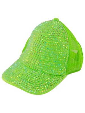 Kostümzubehör Baseball Cap mit Strass neongrün one size
