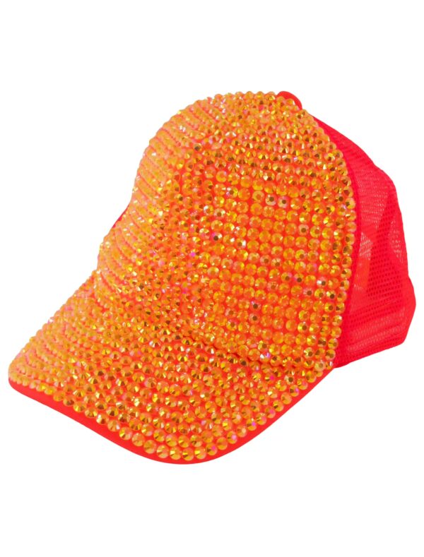 Kostümzubehör Baseball Cap mit Strass neonorange one size