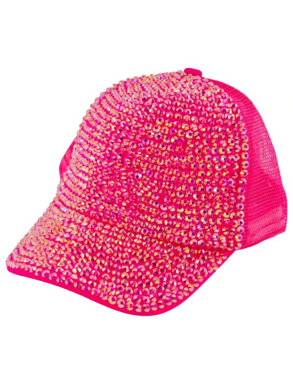 Kostümzubehör Baseball Cap mit Strass neonpink one size