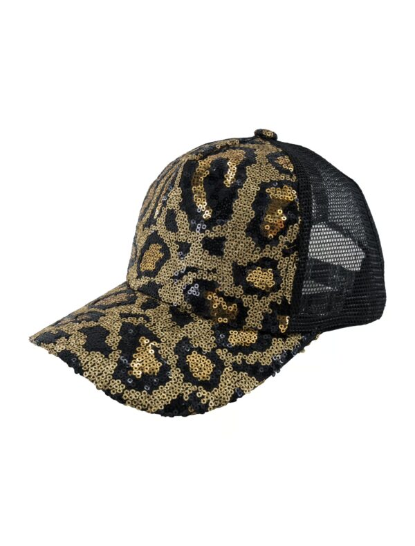 Kostümzubehör Baseballcap Pailletten Leopard schwarz/gold one size