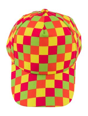 Kostümzubehör Baseballcap Schachbrett Neon bunt one size Farbe: bunt