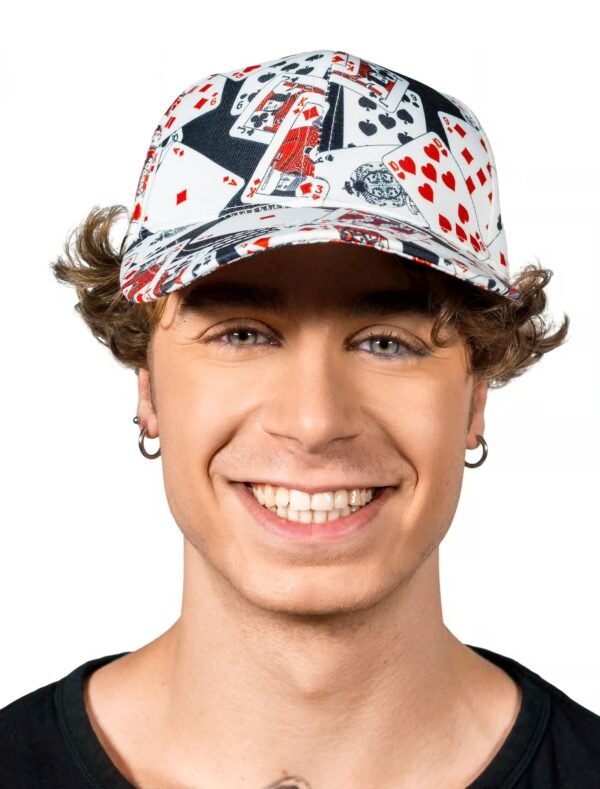 Kostümzubehör Baseballcap Spielkarten schwarz/weiß/rot