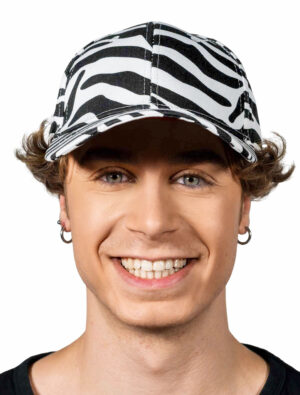 Kostümzubehör Baseballcap Zebra schwarz/weiß