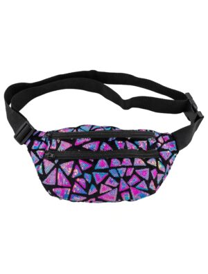 Kostümzubehör Bauchtasche mit Pailletten Dreiecke lila/schwarz