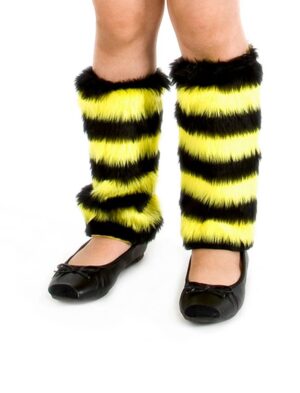 Kostümzubehör Beinstulpen Biene Plüsch Kinder Farbe: schwarz/gelb