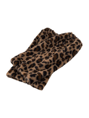 Kostümzubehör Beinstulpen Plüsch Leopard 40cm braun/schwarz one size