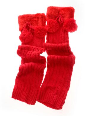 Kostümzubehör Beinstulpen mit Pompons rot
