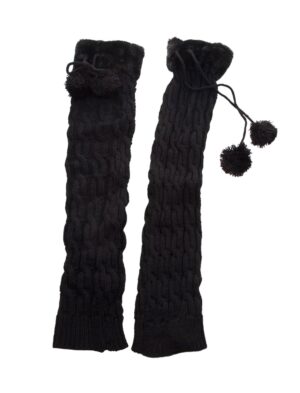 Kostümzubehör Beinstulpen mit Pompons schwarz