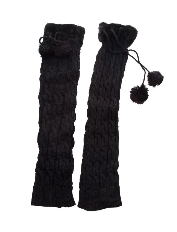 Kostümzubehör Beinstulpen mit Pompons schwarz