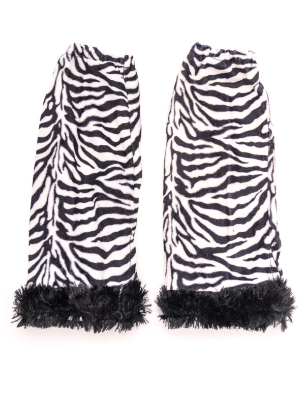 Kostümzubehör Beinwärmer Plüsch Zebra Damen schwarz/weiß