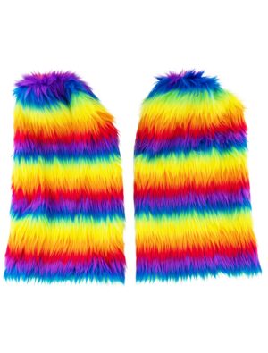 Kostümzubehör Beinwärmer Plüsch rainbow
