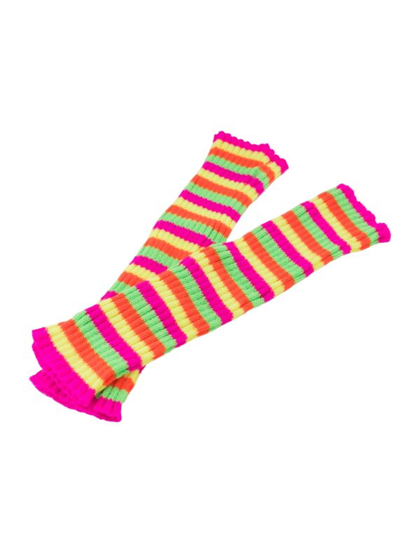 Kostümzubehör Beinwärmer gestreift neon bunt one size Farbe: bunt