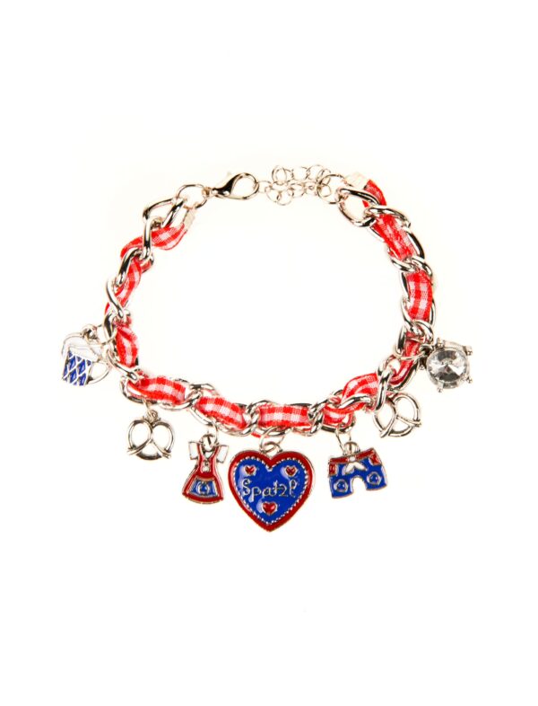 Kostümzubehör Bettelarmband Spatzl rot/weiß