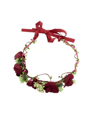 Kostümzubehör Blumenhaarkranz Rosen dunkelrot