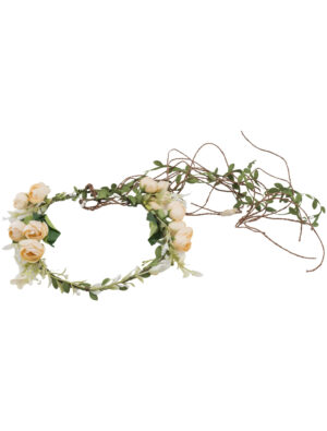 Kostümzubehör Blumenhaarkranz gold-weiß