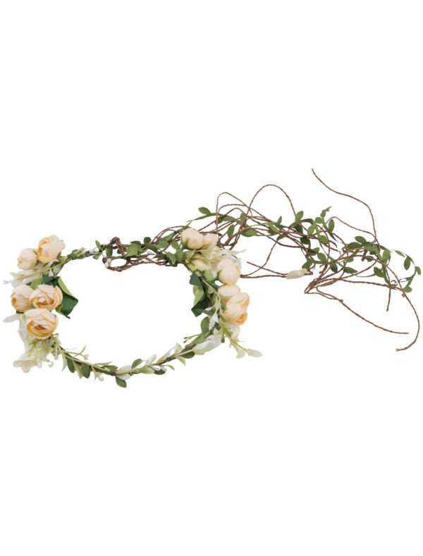 Kostümzubehör Blumenhaarkranz gold-weiß