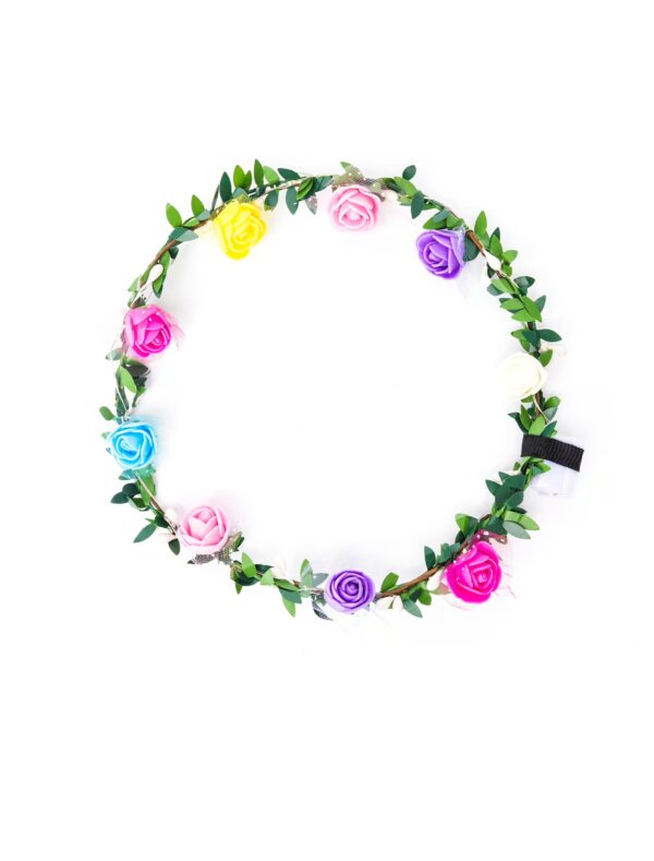 Kostümzubehör Blumenhaarkranz mit LED Damen mehrfarbig