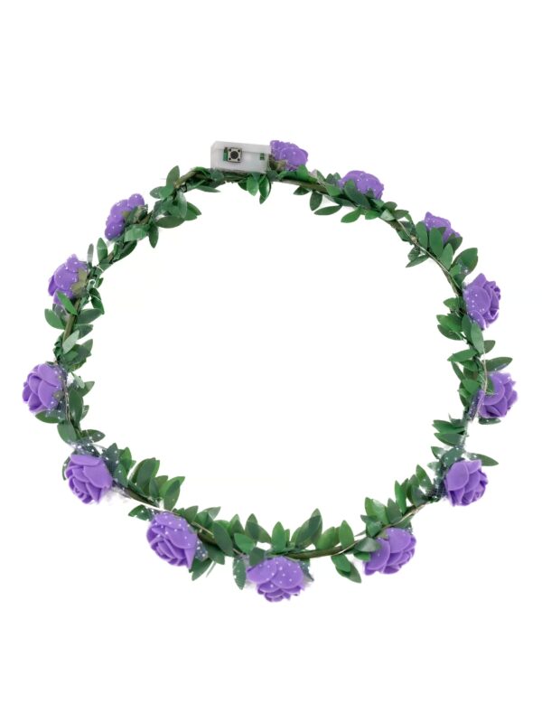 Kostümzubehör Blumenhaarkranz mit LED lila