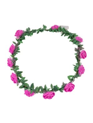 Kostümzubehör Blumenhaarkranz mit LED pink