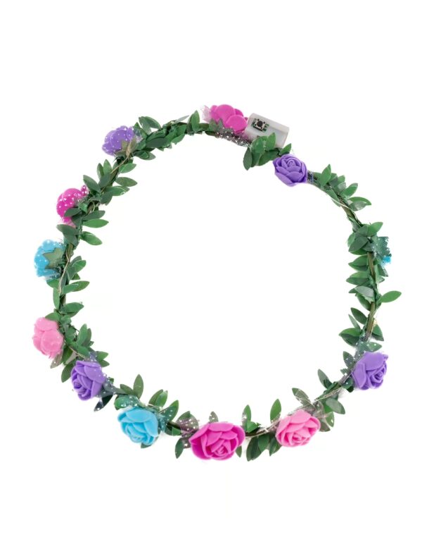 Kostümzubehör Blumenhaarkranz mit LED pink/lila
