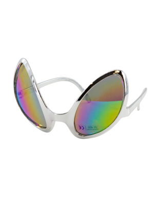 Kostümzubehör Brille Alien silber