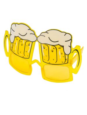 Kostümzubehör Brille Biergläser gelb/weiß