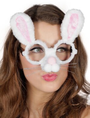 Kostümzubehör Brille Bunny weiß/rosa