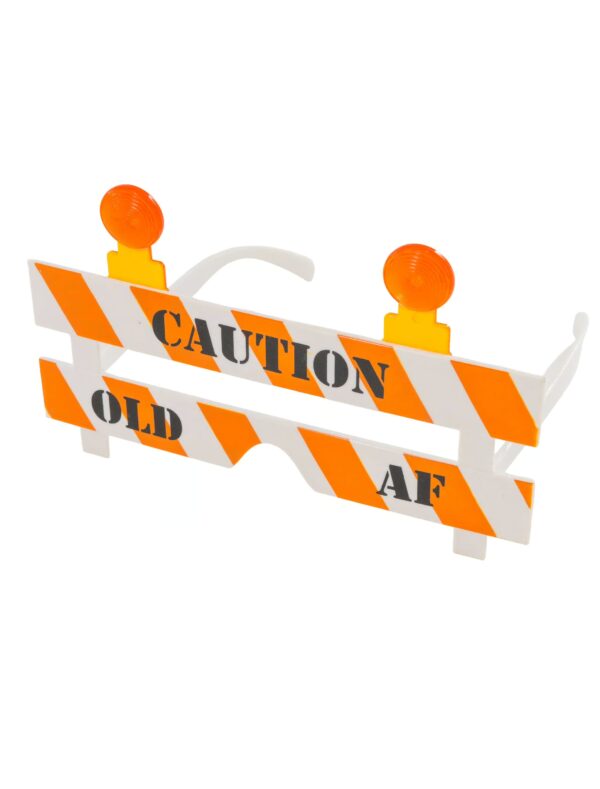 Kostümzubehör Brille "CAUTION OLD AF" rot/weiß