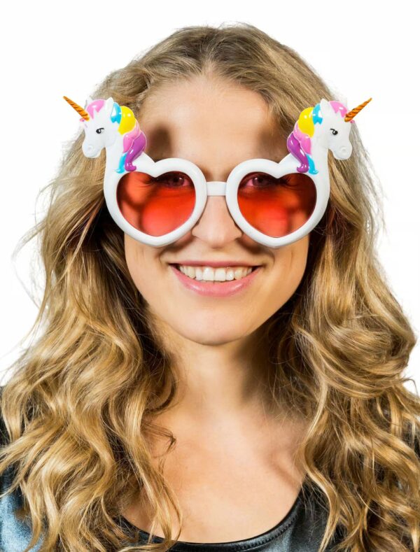 Kostümzubehör Brille Einhorn rosa/weiß