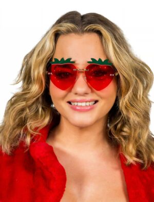 Kostümzubehör Brille Erdbeere rot/grün