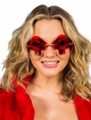 Kostümzubehör Brille Fliegenpilz rot/weiß