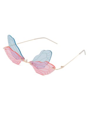 Kostümzubehör Brille Flügel blau/pink