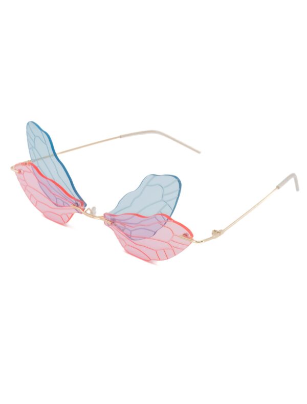 Kostümzubehör Brille Flügel blau/pink