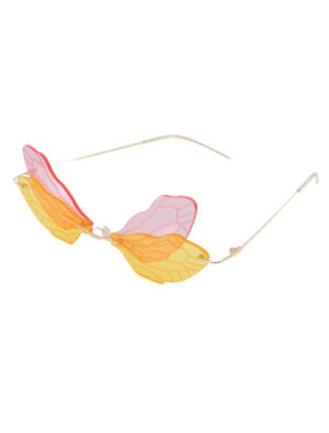 Kostümzubehör Brille Flügel pink/gelb