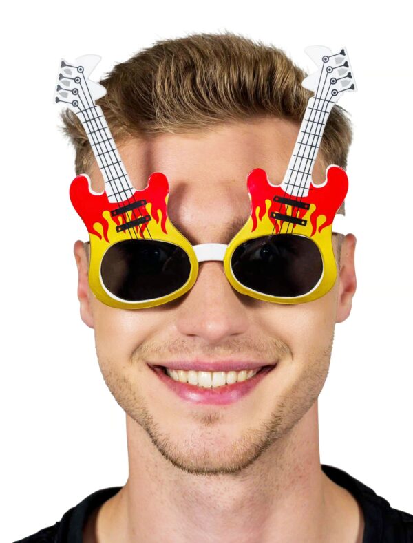Kostümzubehör Brille Gitarre rot/gelb