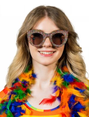 Kostümzubehör Brille Glamour Glitzer rainbow