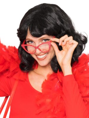 Kostümzubehör Brille Grace rot/weiß