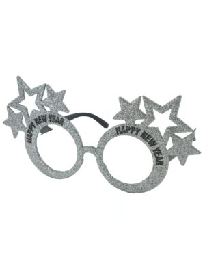 Kostümzubehör Brille Happy New Year schwarz/silber