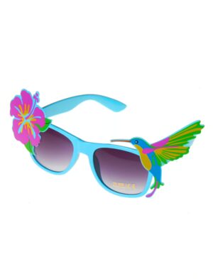 Kostümzubehör Brille Hawaii mit Blüte und Kolibri Farbe: türkis
