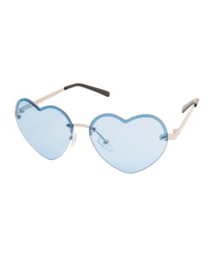 Kostümzubehör Brille Herz mit Gläsern blau