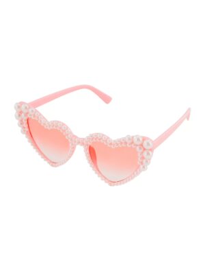 Kostümzubehör Brille Herz mit Perlen rosa