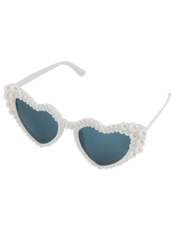 Kostümzubehör Brille Herz mit Perlen weiß