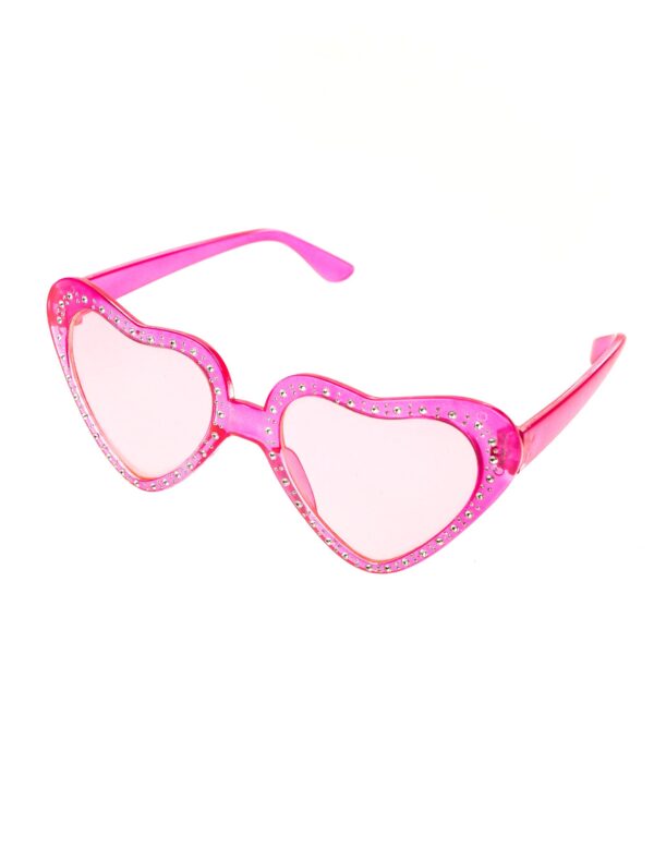 Kostümzubehör Brille Herz mit Strass pink