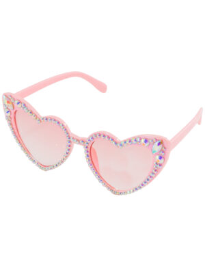 Kostümzubehör Brille Herz mit Strass rosa