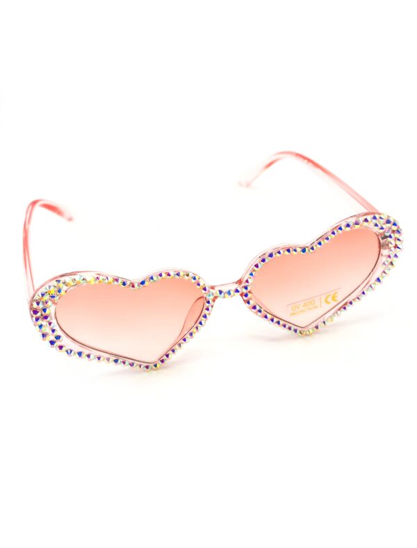 Kostümzubehör Brille Herz mit Strass rosa