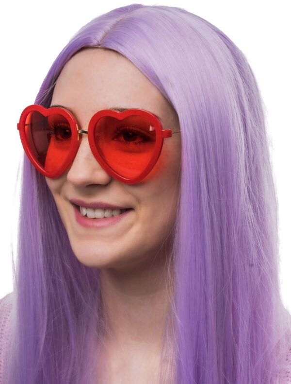Kostümzubehör Brille Herz mit dickem Rahmen rot