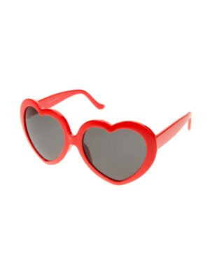 Kostümzubehör Brille Herz rot