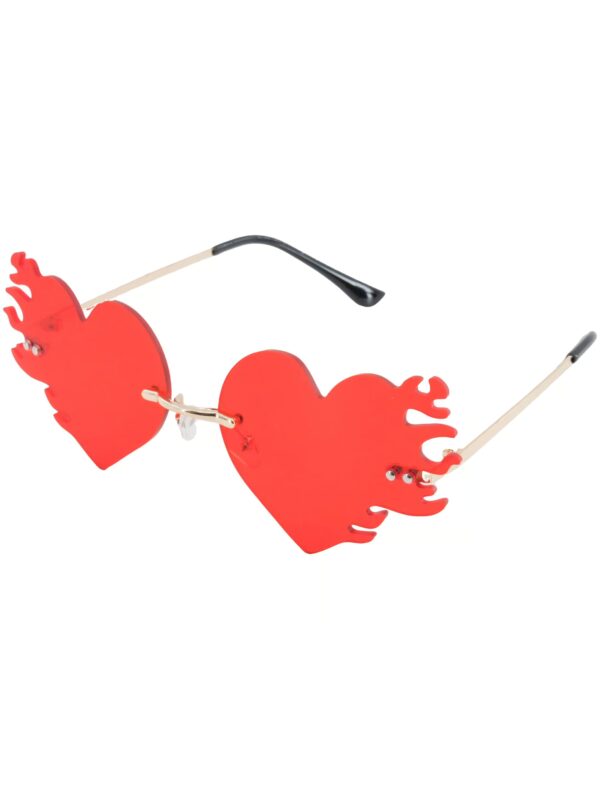 Kostümzubehör Brille Herzflammen rot