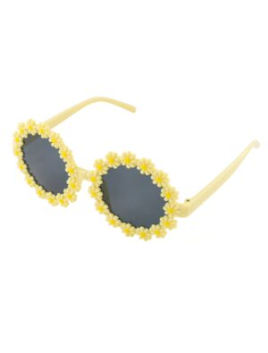 Kostümzubehör Brille Hippie Blümchen gelb