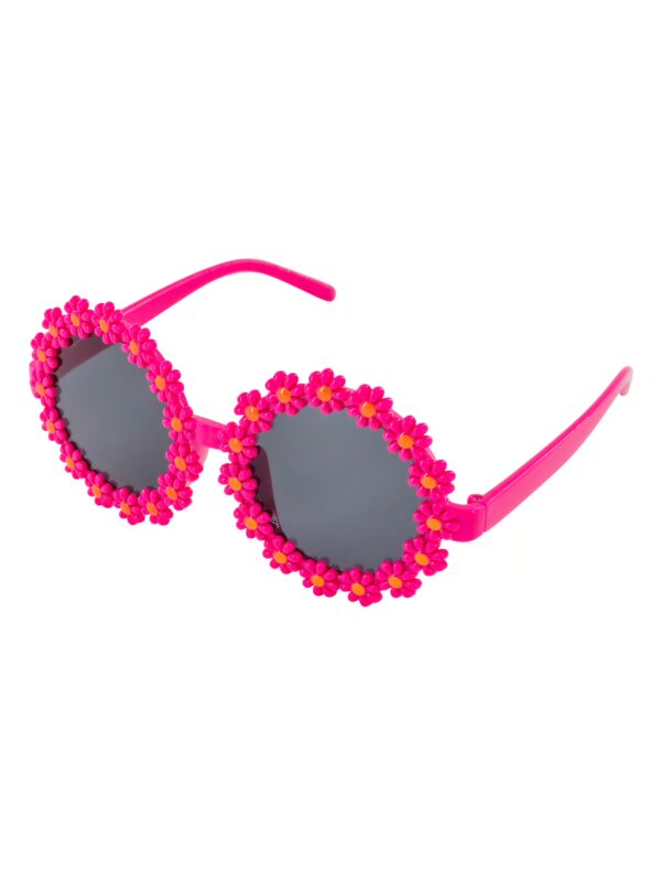 Kostümzubehör Brille Hippie Blümchen pink
